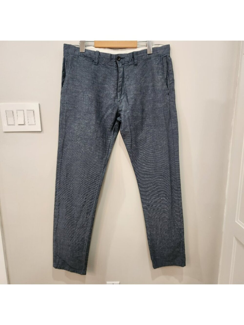 J.CREW Baird McNutt Irish Linen Blend 484 Pants Mens 34x32 Blue Gray Twill